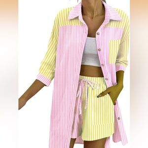 💕 Zeagoo Pink and Yellow Striped Set 💕